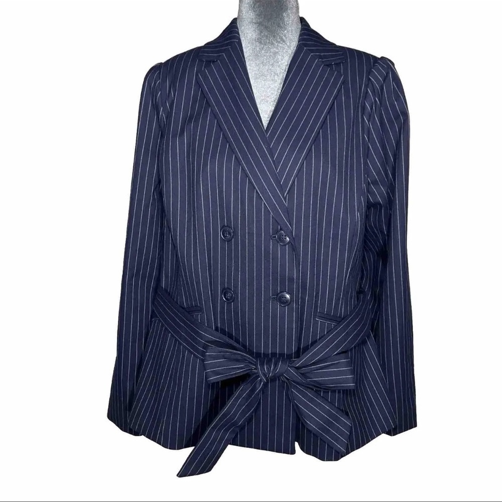 Lane Bryant Belted Blazer Navy Size 14 Classic Suit Coat Jacket Formal Business